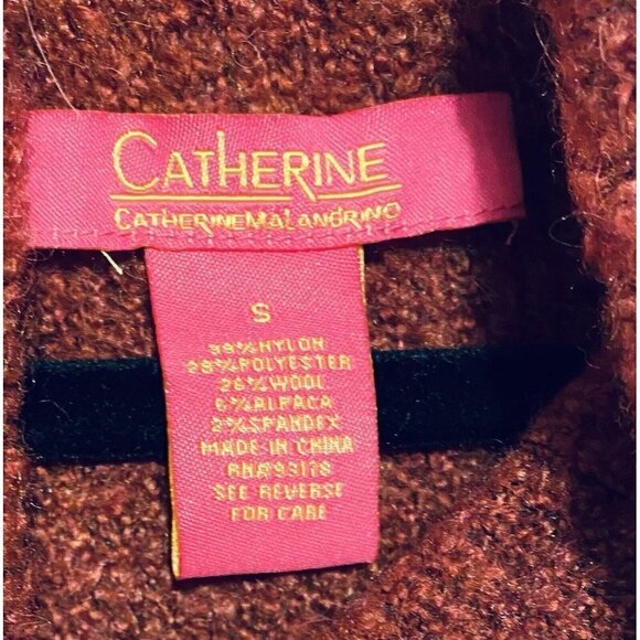 Catherine Malandrino Sweater Womens Small Red Cozy Eyelash Knit Turtleneck - Picture 6 of 8